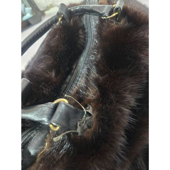 Vintage 1950s Dark Brown Fox Handbag - Picture 5 of 12